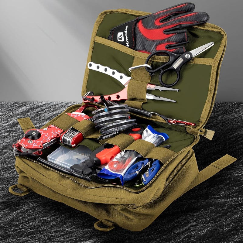 Jueachy Tactical Molle Pouch Large Admin Bag Utility Tool Pouches Molle Attachment EDC Pouches Expandable Molle Accessories Organizer Medical Pocket U.S.A Patch Included - Image 2